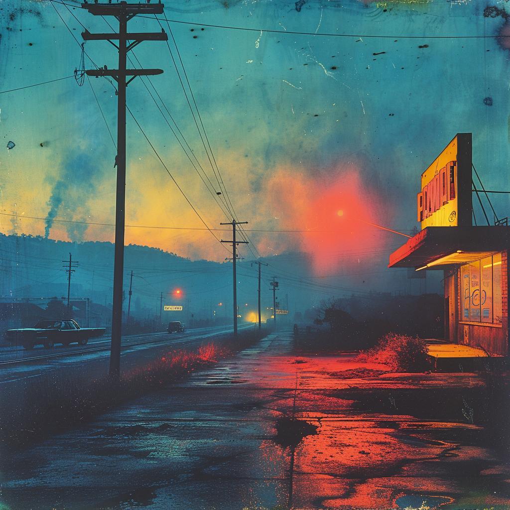 Ed Ruscha Provoking Style Natural Colors Road Dusk Red Sky 1019936