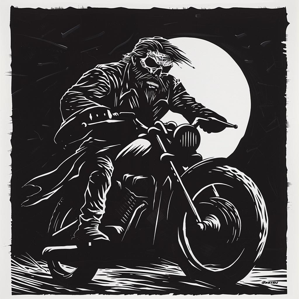Drawing  Reaper  Motorcycle  Black  White  Gritty  Dark  Illustration  Edgy  Macabre 1025597