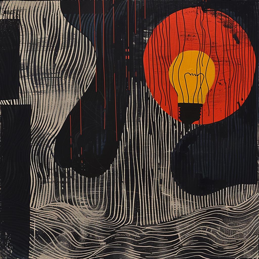 lightbulb  ideas  intelligence  positivity  industrial  punks  collage  dots  red  black 936480