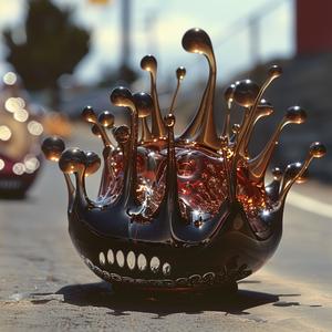 Ferrofluid  vase  black  gold  crown  contemporary  abstract  sculptural  artistic  elegant 1074286