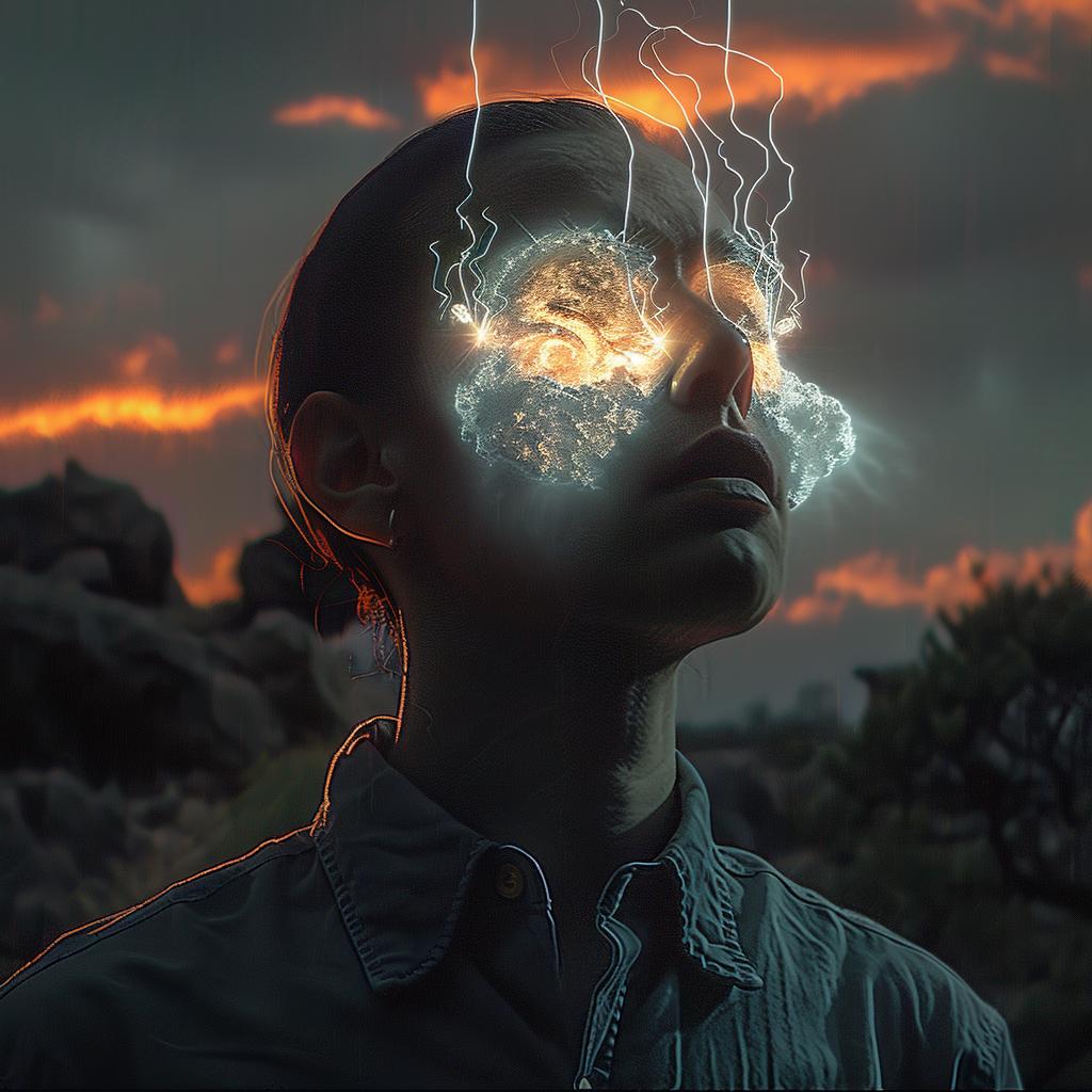 man  glowing  eyes  lightning  futuristic  portrait  digital  cyborg  fantasy  illustration 1016632