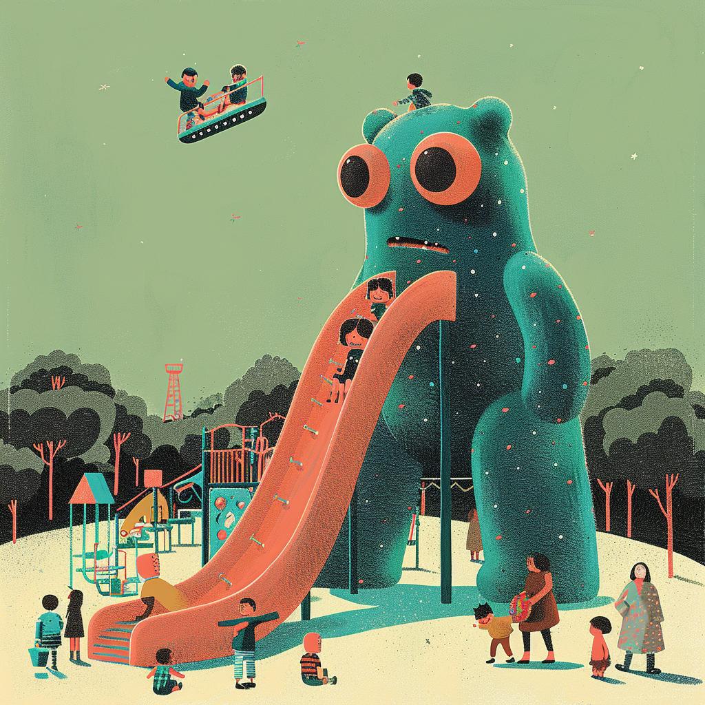 Mid-Century  modern  playground  creature  intricate  cool  cartoon  children  furry  art 964208