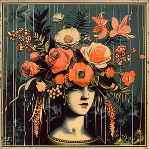poster  flowers  woman  head  chromolithography  illustration  art  decorative  colorful  design 1040824