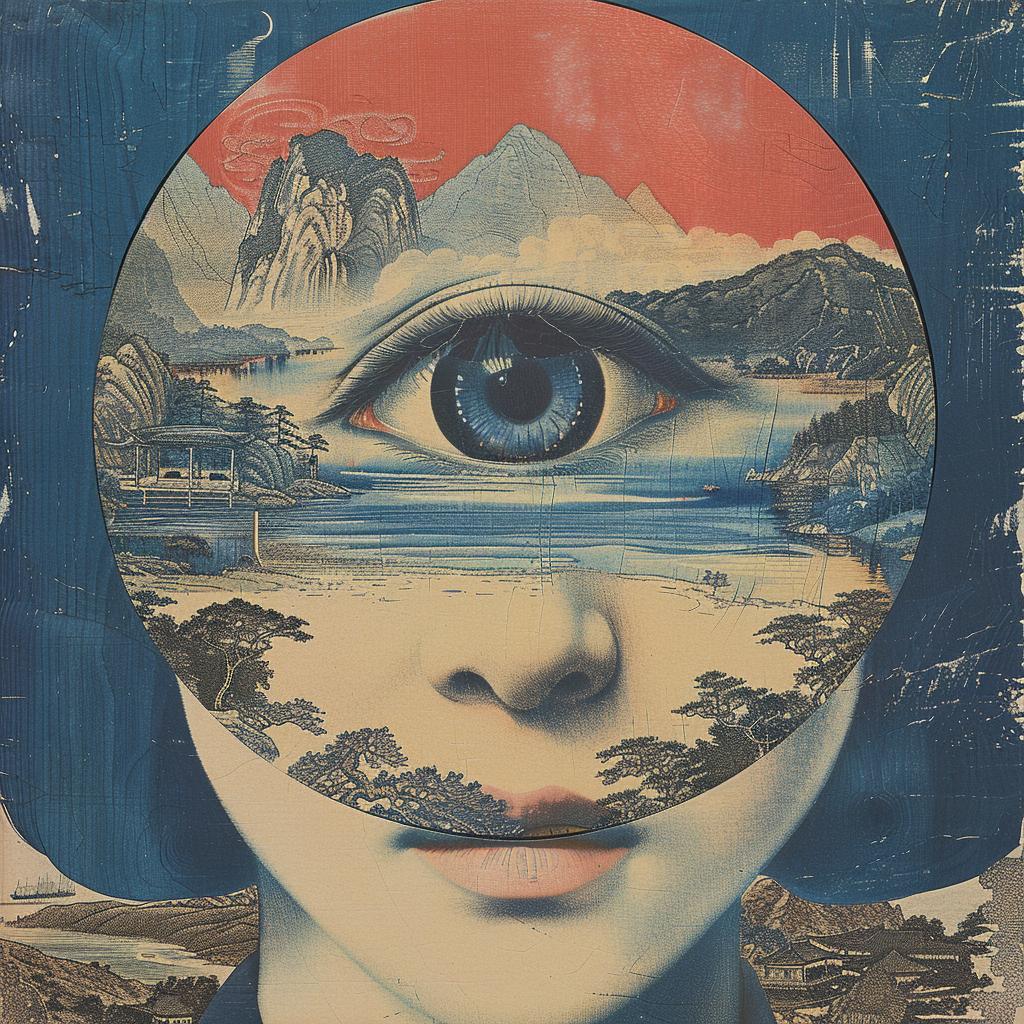 album  art  trompe-lœil  risograph  surreal  eye  mountain  horror  visual  stylized 1026712
