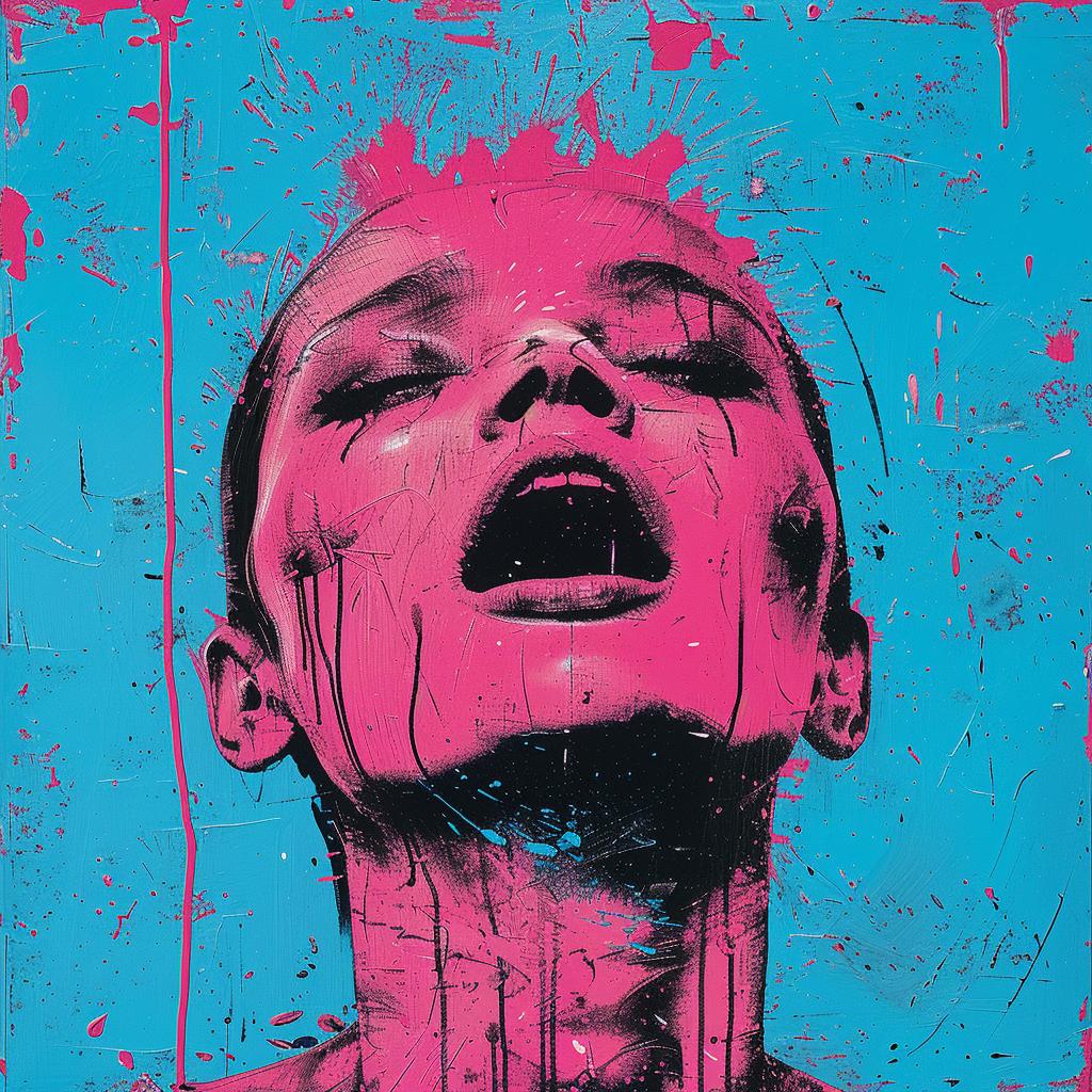 surreal  album  cover  hyper-realistic  screenprinting  Martin  Whatson  encaustic  woman  paint 960045