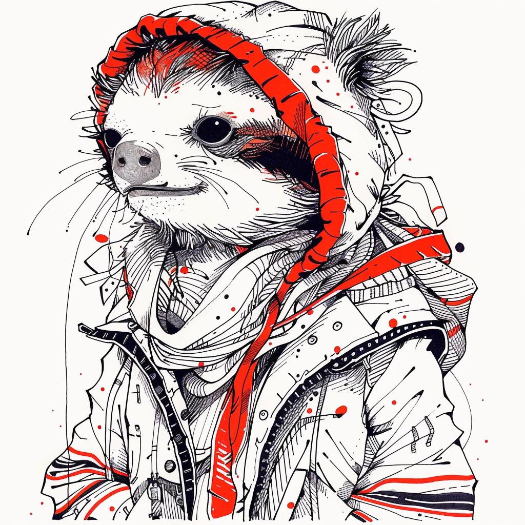 sloth  streetwear  cool  jacket  winter  scarf  animal  fashion  playful  illustration 953502