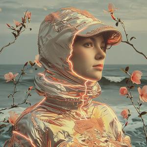 woman  silver  jacket  pink  flowers  chromolithography  fashion  portrait  elegant  colorful 1040087