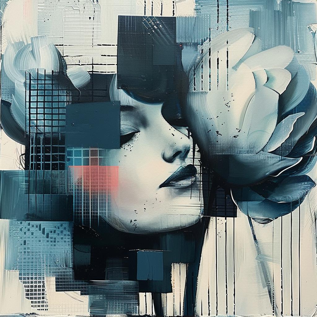 woman  flowers  colorful  hues  blue  teal  nature  portrait  vibrant  abstract 963779