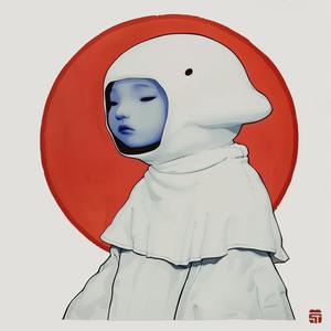 surreal  album  cover  girl  white  suit  painting  symbolist  creative  hyper-realistic 1077777