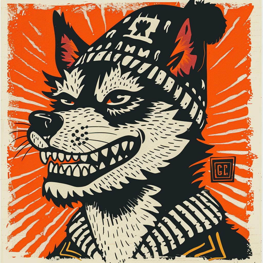 aggressive  streetwise  wolf  beard  knit  cap  minimal  poster  dog  scarf 956957