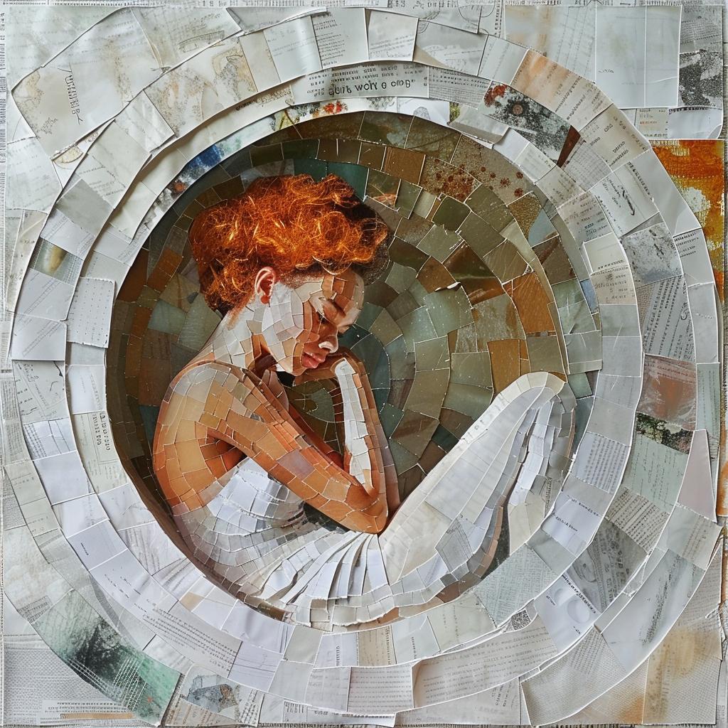 woman  collage  womb  newspaper  artwork  circle  creative  modern  abstract  stylized 1020044