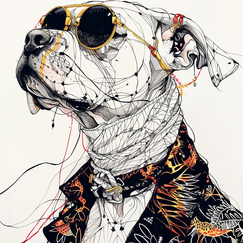 pitbull  cool  drawing  dog  sunglasses  jacket  fashion  urban  style  animal 953467