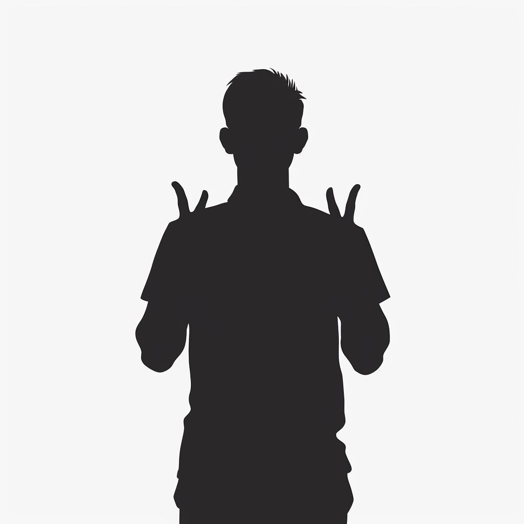 silhouette  ASL  man  two  fingers  solid  black  illustration  white  background 954084