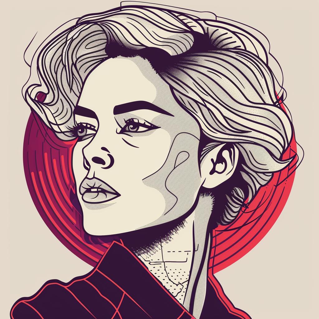 صورة امرأة شقراء قصيرة ذات دائرة فنية بوب، رسم جرافيكي حديث وبسيط 936968