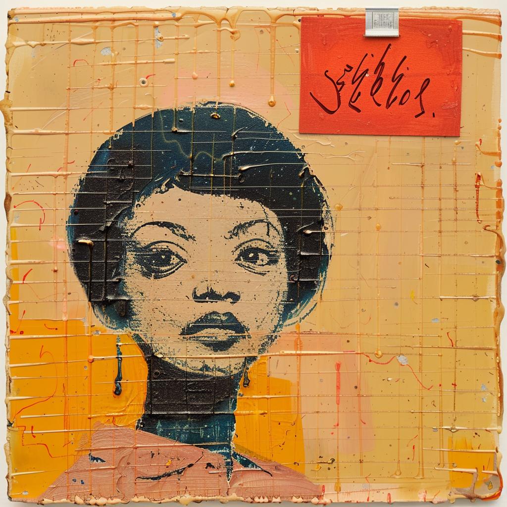 encaustic  painting  woman  red  tag  abstract  palette-knife  impasto  African-American  art 1016165