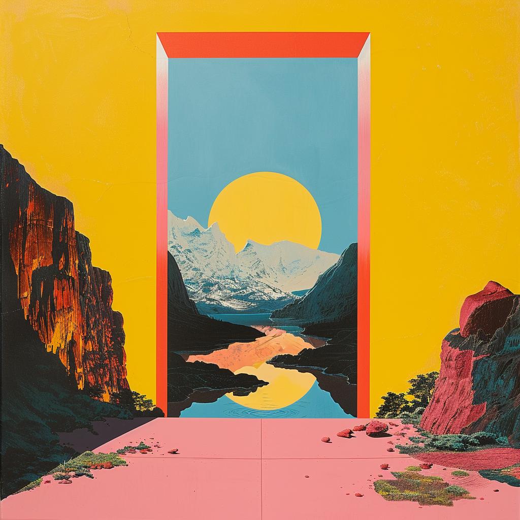 surreal  album  cover  mountain  door  fantasy  landscape  dreamlike  art  imagery 978462