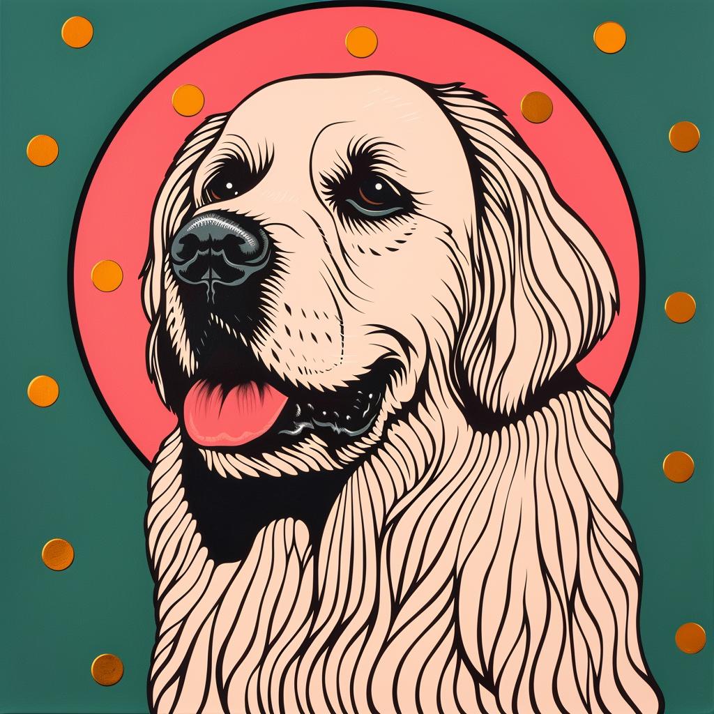 dog  golden  retriever  painting  polkadots  colorful  playful  art  portrait  whimsical 973483
