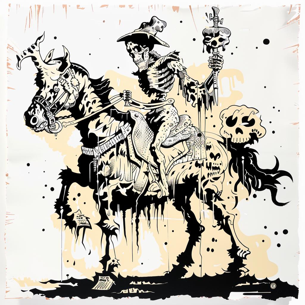 Grim  Reaper  Horseback  skeleton  horse  drawing  black  white  mythology  illustration 1028029