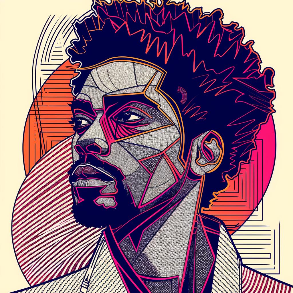Pop  Art  African-American  man  face  design  black  white  geometric  style 937529