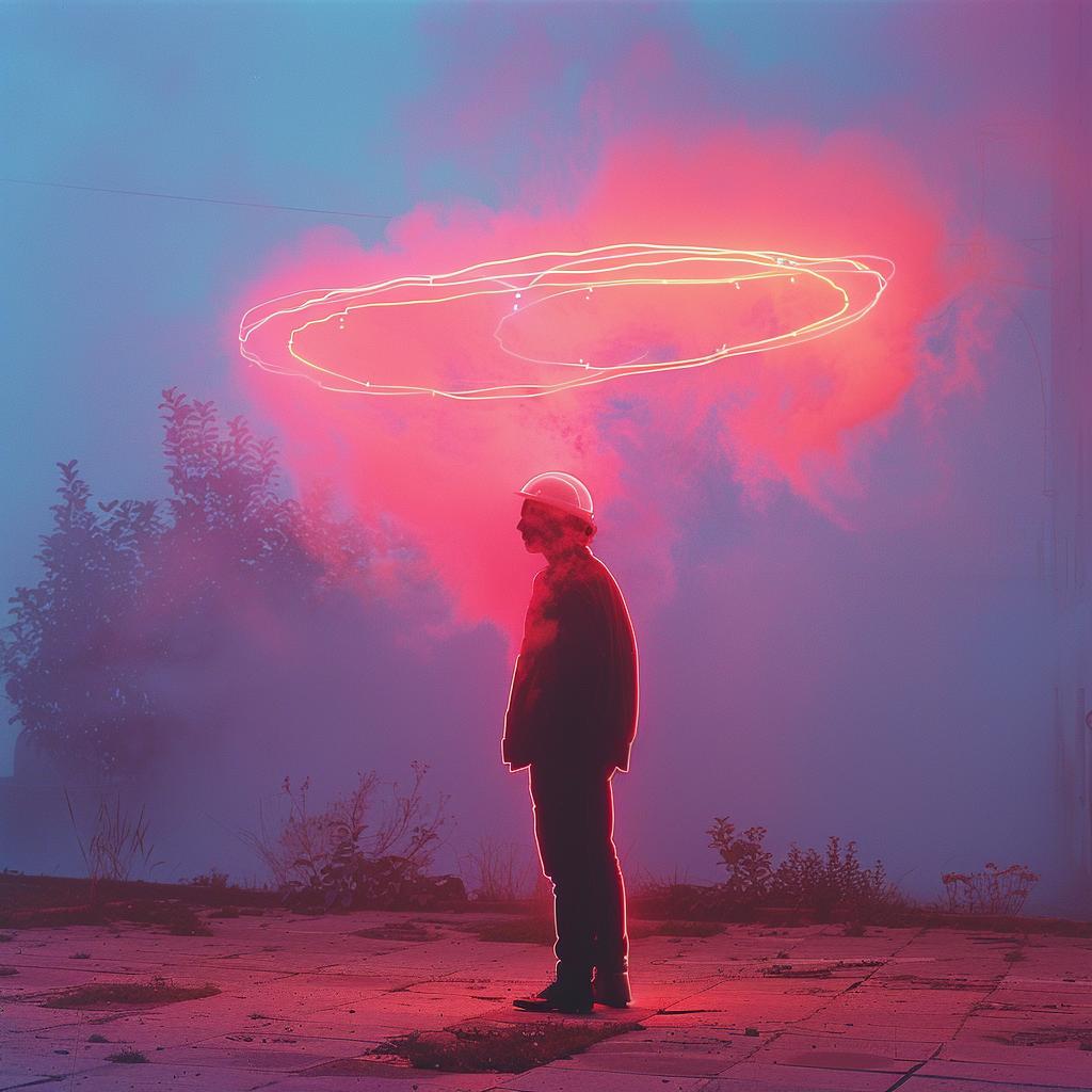 surreal  neon  album  cover  lights  smoke  man  red  creative  art 962606