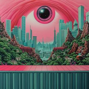 eye  city  background  synthwave  1980s  album  artwork  minimal  metropolis  conceptual 1037635