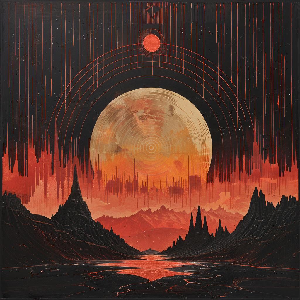sci-fi  vintage  gouache  soundwaves  album  detailed  black  composition  art  title 922381