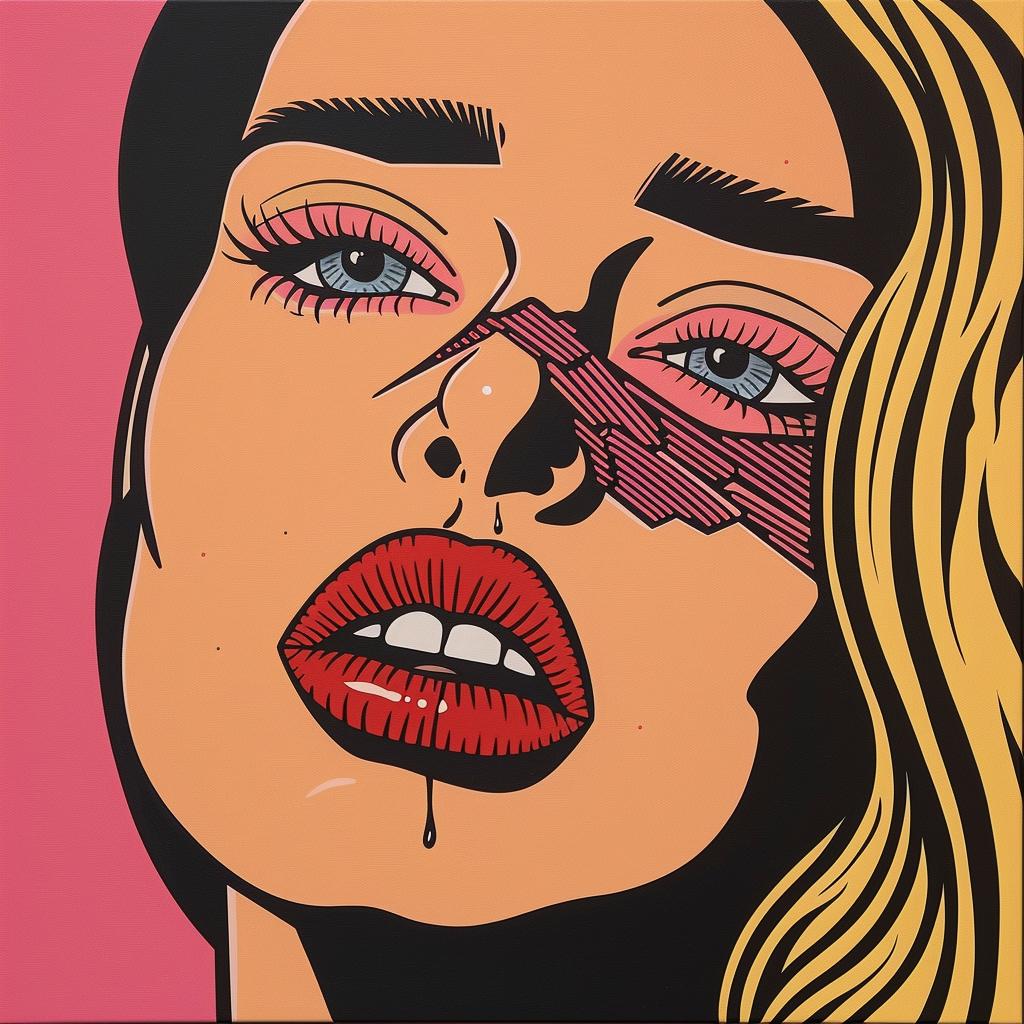 امرأة ترسم أنفًا ينزف تعبيرًا عن العاطفة فن تصويري ملون 1022019