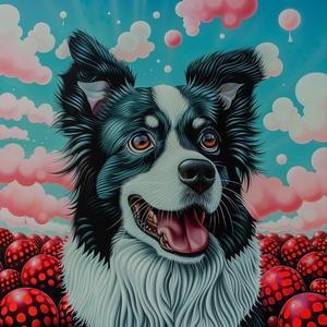 border  collie  dog  painting  balloons  white  background  cheerful  playful  colorful 1037863