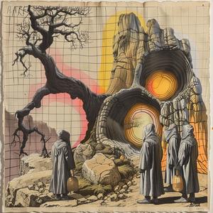 surreal  bystanders  hooded  robes  rock  nature  illustration  art  painting  landscape 1036563