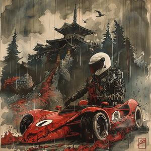 painting  man  red  race-car  dynamic  colorful  motion  artwork  whimsical  illustration 1077926