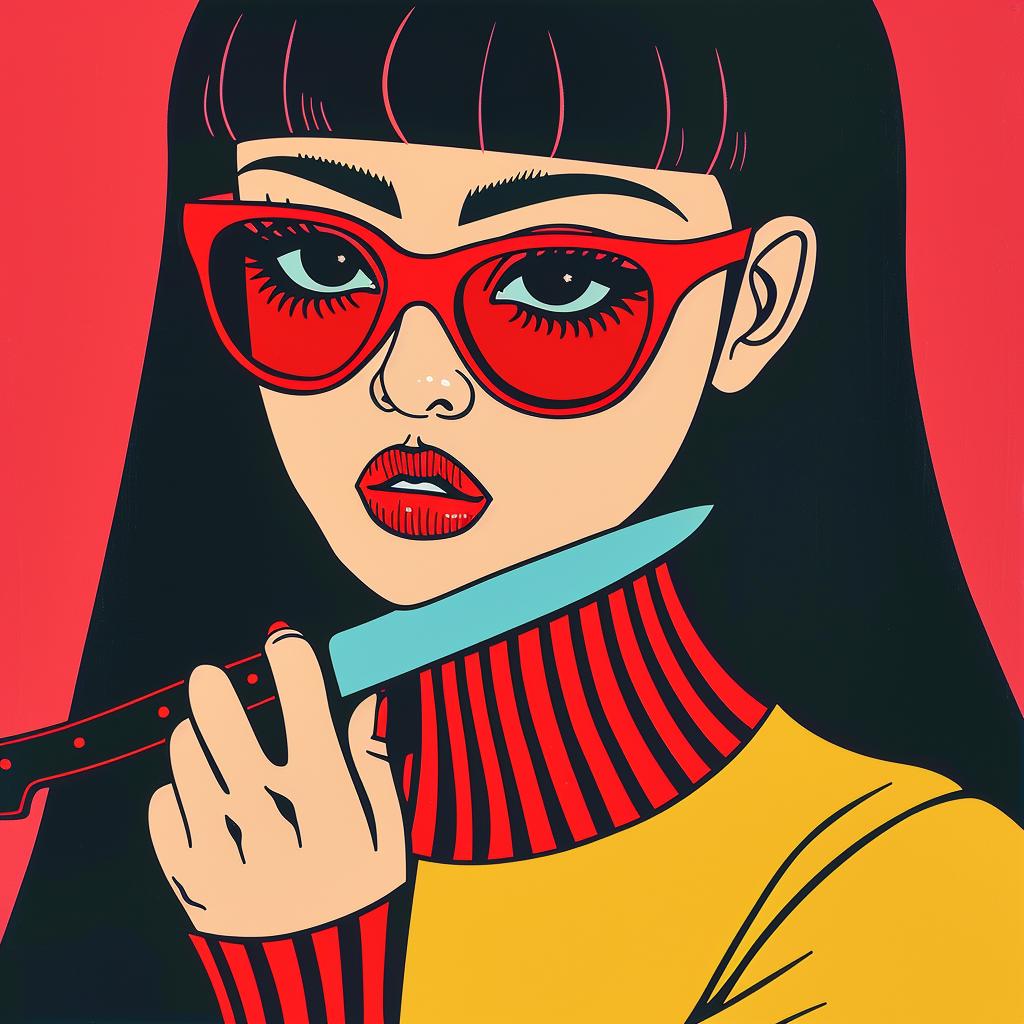 illustration  pop  woman  knife  sunglasses  colorful  fun  bold  graphic  stylized 943778
