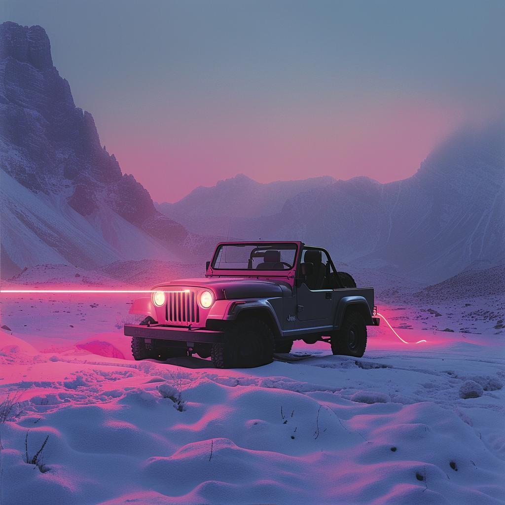 surreal  neon  lights  jeep  driving  night  snow  album  cover  art 962578