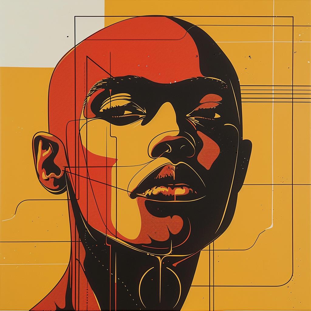 man  bald  red  background  portrait  Jean Giraud  face  character  illustration  art 923756