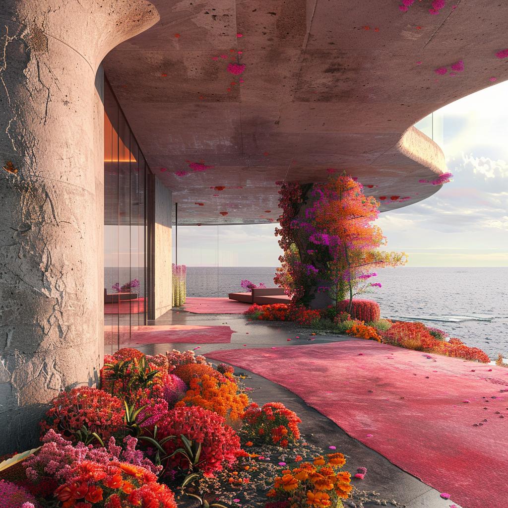 architecture  ocean  rendering  colorful  plants  nature  LeCorbusier  modern  landscape  techno 1036420