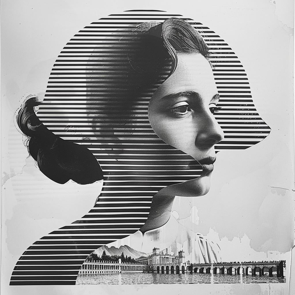 surreal  album  cover  hyper-realistic  screenprinting  woman  black  white  face  style 960496