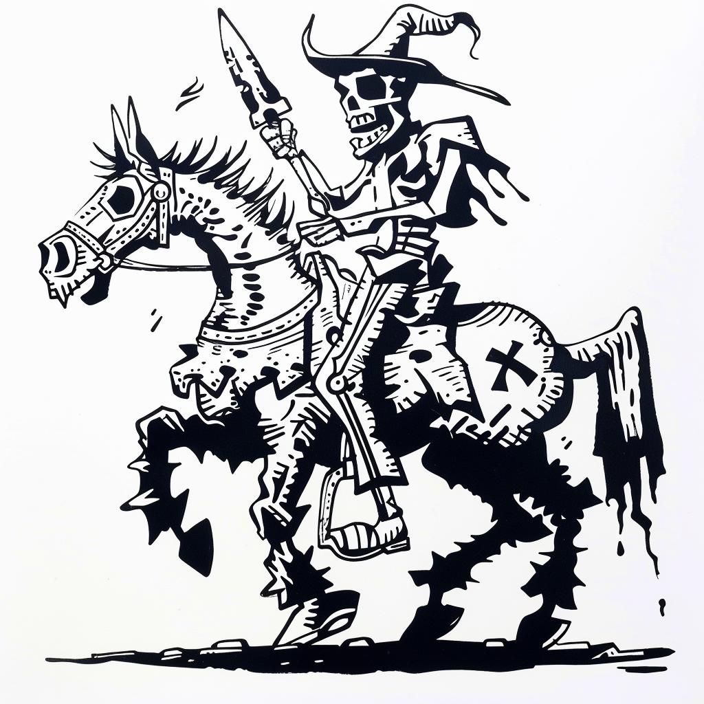 skeleton  horseback  drawing  grim  reaper  black  white  monochrome  dark  symbolic 1028175
