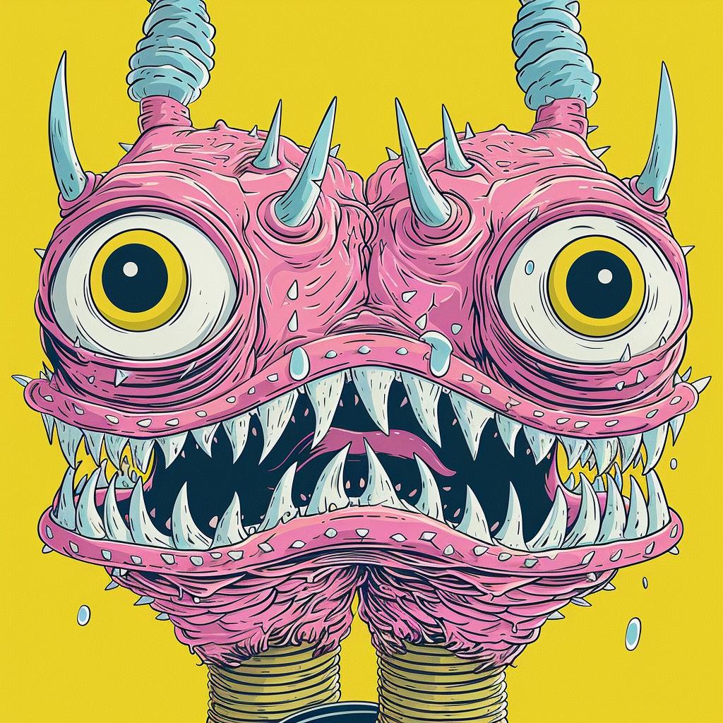 bunyipa  two-headed  monster  spiked  collar  Todd  McFarlane  terrifying  pink  creature 927916