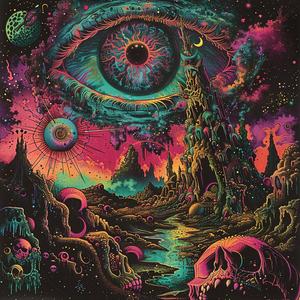 surreal  dark  occult  technicolor  Risograph  Symbolist  album  cover  art  illustration 1079063
