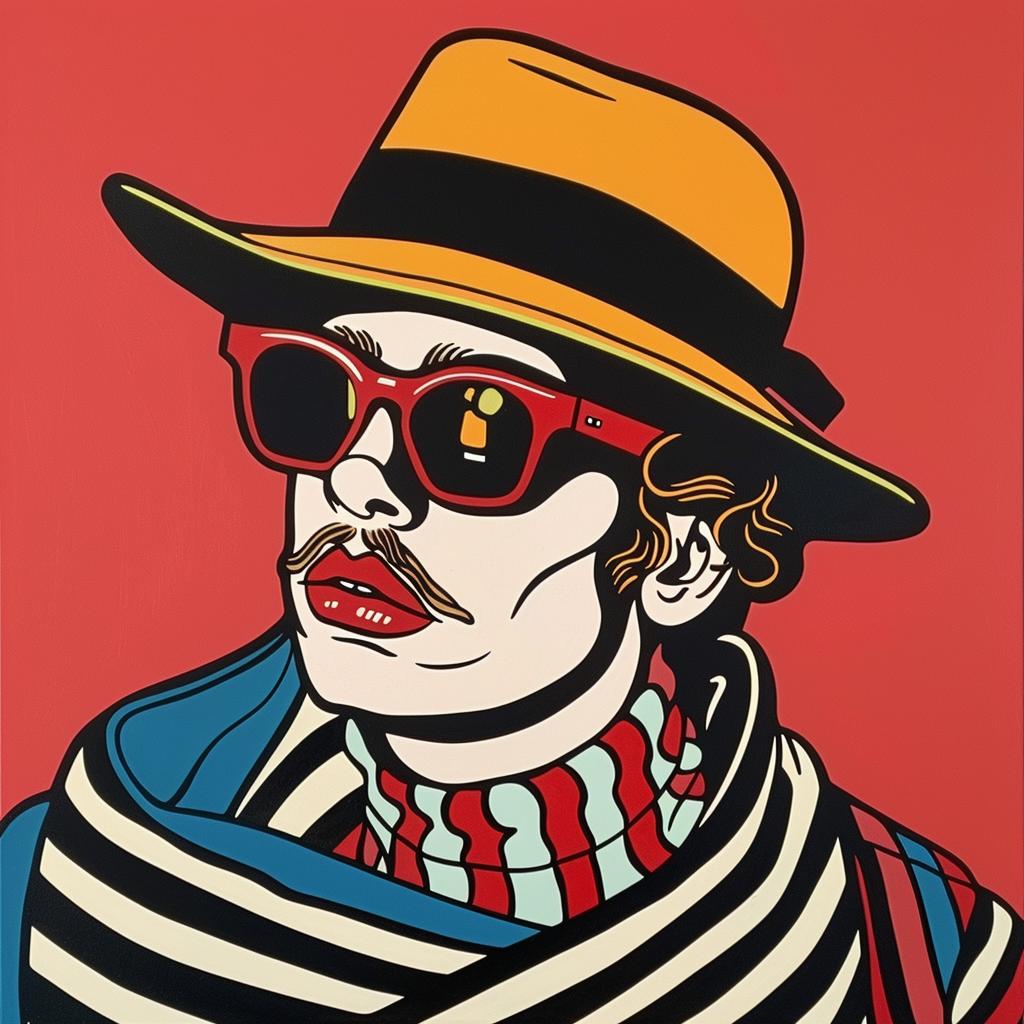 hamburglar  painting  man  hat  sunglasses  playful  character  fastfood  stylized  whimsy 1023986