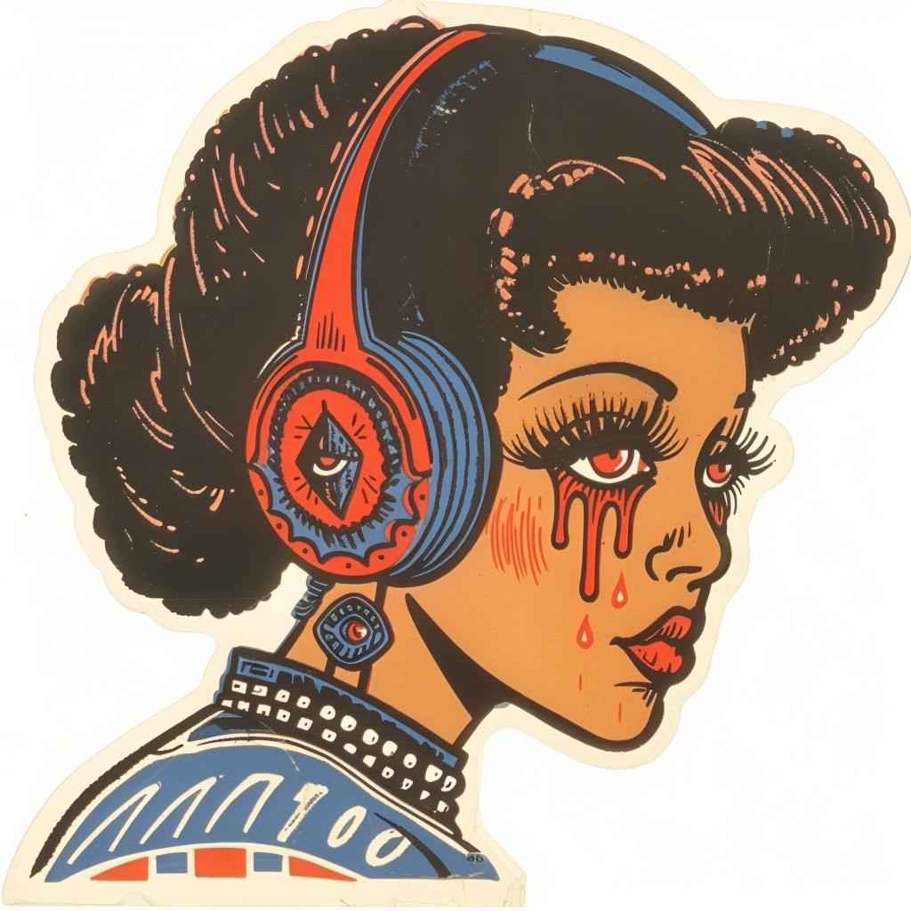 PopArt  DJ  african-american  headphones  afro  dripping  makeup  music  TroyBrooks  sticker 939131