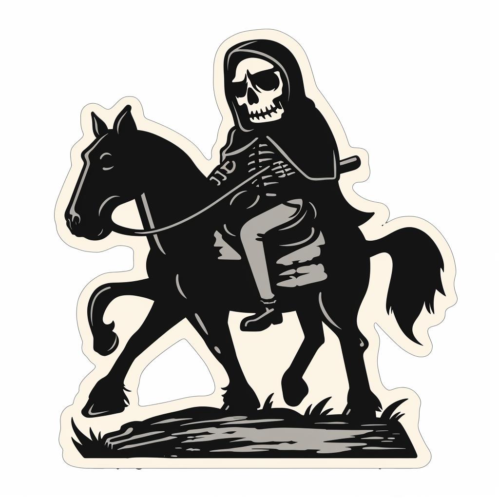skeleton  horse  sticker  illustration  dark  humor  cartoon  fantasy  monochrome  whimsical 1021430