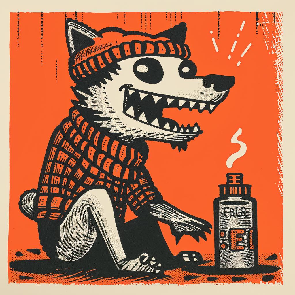 dog  hat  scarf  streetwise  aggressive  urban  graphic  poster  simple  minimal 957767