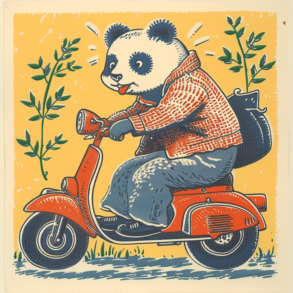 panda  scooter  surreal  lighting  bamboo  glow  natural  art  volumetric  design 962930