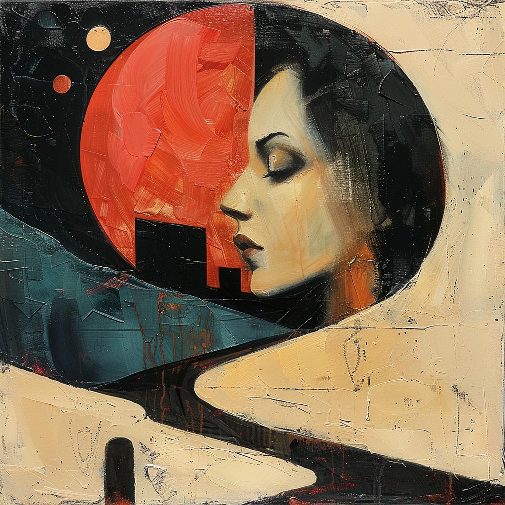 woman  red  moon  background  painting  abstract  figurative  night  emotion  solitude 963800