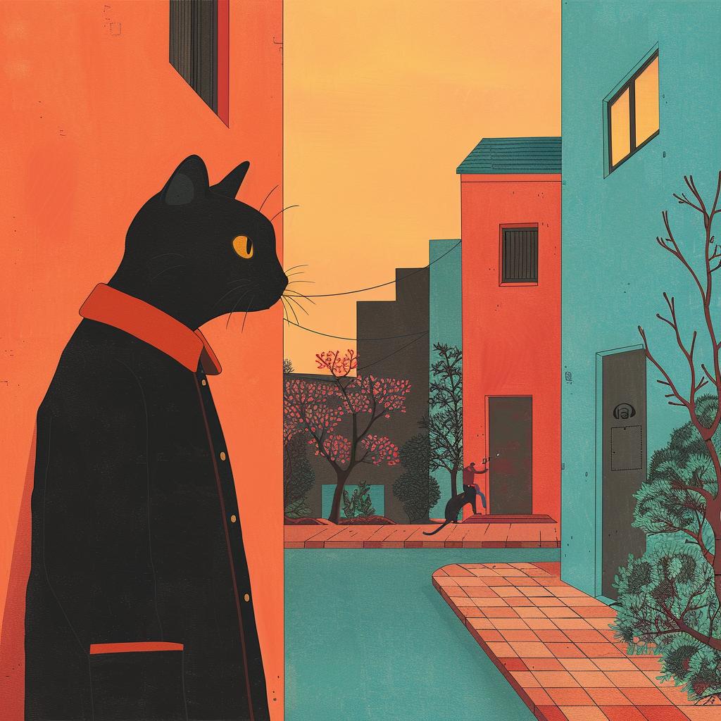 surreal  painting  cat  suit  window  whimsical  fantasy  cute  creative  art 1017449