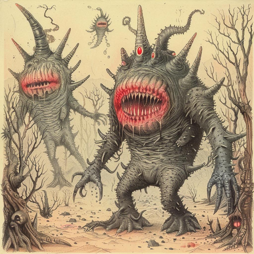 monsters  drawing  horror  1917  creepy  red  eyes  art  dark  imaginative 948042