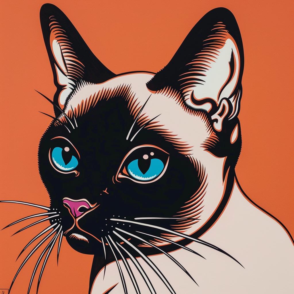 siamese  cat  blue  eyes  animal  pet  portrait  art  feline  whimsical 972307
