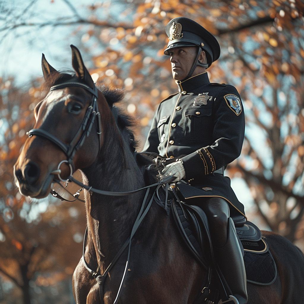 policeman  horse  fall  officer  majestic  nature  urban  autumn  mounted  animal 1023546