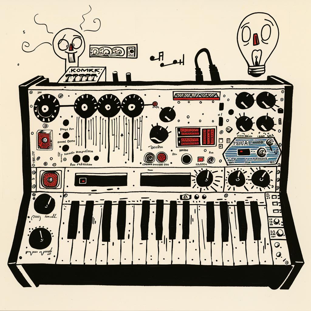 KORG  synth  drawing  synthesizer  light  bulb  music  illustration  design  graphic 923167