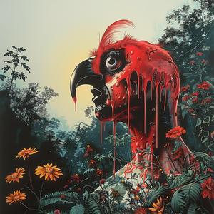 red  bird  blood  painting  chromolithography  animal  nature  dramatic  vivid  portrait 1056361
